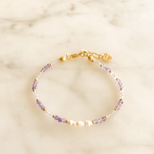 Load image into Gallery viewer, Lily Natural Pearl Amethyst Bracelet
