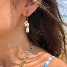Load image into Gallery viewer, Belize Pearl & Coral & Sunstone Earrings