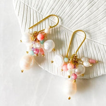 Load image into Gallery viewer, Belize Pearl & Coral & Sunstone Earrings