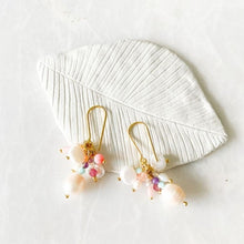 Load image into Gallery viewer, Belize Pearl & Coral & Sunstone Earrings