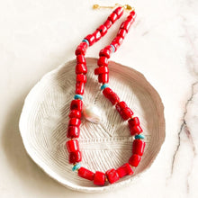 Load image into Gallery viewer, Bonfire Coral & Turquoise Necklace