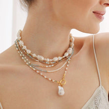 Load image into Gallery viewer, Lulu Natural Stone & Baroque Pearl Necklace | Double Trouble Collection