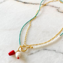 Load image into Gallery viewer, Eleni Turquoise & Coral & Pearl Necklace | Double Trouble