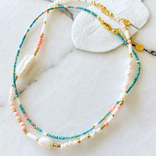 Load image into Gallery viewer, Laika Natural Pearl Turquoise & Coral Necklace | Limited Edition