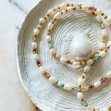 Load image into Gallery viewer, Lulu Natural Stone & Baroque Pearl Necklace | Double Trouble Collection