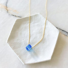 Load image into Gallery viewer, Nile Silver Chain Necklace | Transparent Blue Bead