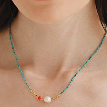 Load image into Gallery viewer, Medi Natural Pearl Turquoise Necklace