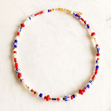 Load image into Gallery viewer, Oi, captain! Coral, Lapis & Pearl Necklace