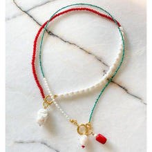 Load image into Gallery viewer, Eleni Turquoise & Coral & Pearl Necklace | Double Trouble