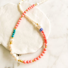 Load image into Gallery viewer, Sea Breeze Pearl, Coral & Turquoise Necklace