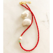 Load image into Gallery viewer, Seaside Coral, Amazonite & Pearl Necklace