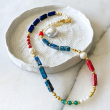 Load image into Gallery viewer, Sienna Lapis Lazuli & Coral & Agate Necklace