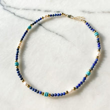 Load image into Gallery viewer, Sophie Natural Pearl Lapis Lazuli & Turquoise Necklace