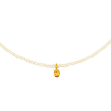 Load image into Gallery viewer, Una Single Citrine Charm and Pearl Necklace