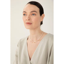 Load image into Gallery viewer, Una Oval Blue Topaz Charm and Pearl Necklace