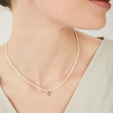 Load image into Gallery viewer, Una Oval Blue Topaz Charm and Pearl Necklace