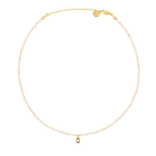 Load image into Gallery viewer, Una Oval Blue Topaz Charm and Pearl Necklace