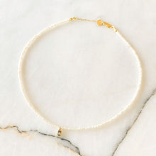 Load image into Gallery viewer, Una Oval Blue Topaz Charm and Pearl Necklace