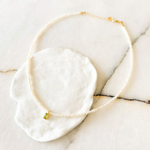 Load image into Gallery viewer, Una Single Peridot Charm and Pearl Necklace