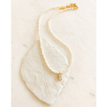 Load image into Gallery viewer, Una Rectangular Topaz Charm and Pearl Necklace