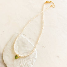 Load image into Gallery viewer, Una Triangle Peridot Charm and Pearl Necklace