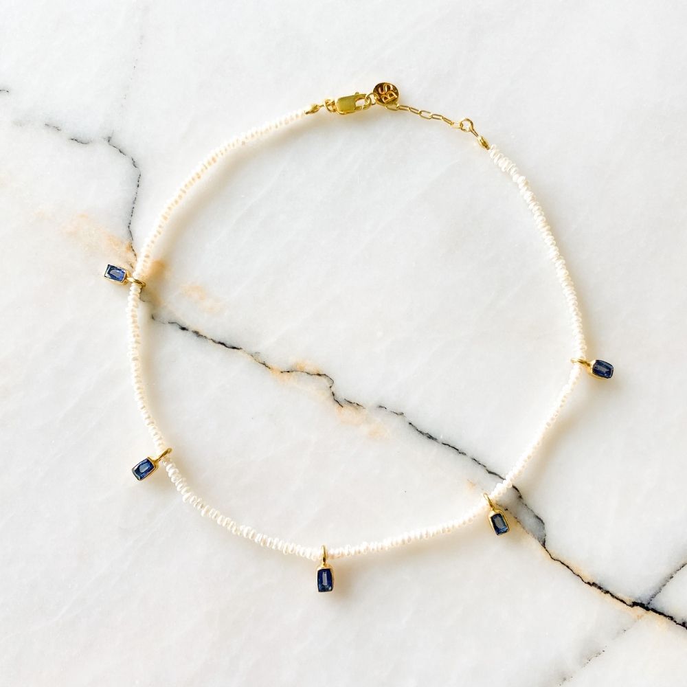 Vivi Kyanite Charm and Pearl Necklace Bonjouk Studio Bonjouk