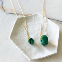 Load image into Gallery viewer, Nile Silver Chain Necklace | Opaque Green Bead