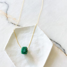 Load image into Gallery viewer, Nile Silver Chain Necklace | Opaque Green Bead