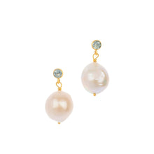 Load image into Gallery viewer, Just Like Magic Blue Topaz Baroque Pearl Earrings
