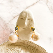 Load image into Gallery viewer, Just Like Magic Blue Topaz Baroque Pearl Earrings