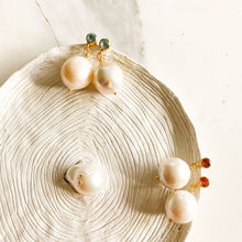 Load image into Gallery viewer, Just Like Magic Blue Topaz Baroque Pearl Earrings