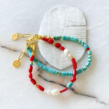 Load image into Gallery viewer, Levi Natural Pearl Coral & Turquoise Bracelet