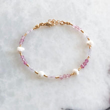 Load image into Gallery viewer, Poppy Natural Pearl Crystal Quartz & Amethyst Bracelet