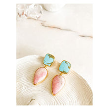 Load image into Gallery viewer, Terra Cotta Rhodochrosite & Turquoise Earrings I Limited Edition