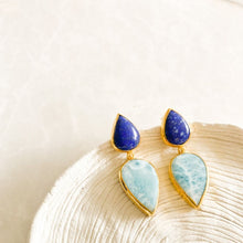 Load image into Gallery viewer, Terrazzo Lapis Lazuli & Larimar Earrings I Limited Edition