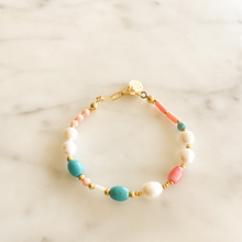 Load image into Gallery viewer, Teddy Coral &amp; Pearl &amp; Turquoise Bracelet
