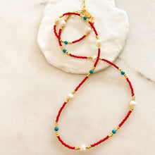 Load image into Gallery viewer, Aurora Natural Pearl &amp; Turquoise Necklace
