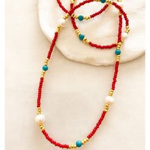 Load image into Gallery viewer, Aurora Natural Pearl &amp; Turquoise Necklace
