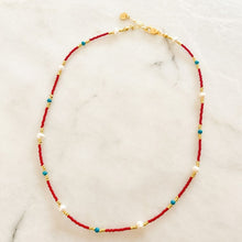 Load image into Gallery viewer, Aurora Natural Pearl &amp; Turquoise Necklace
