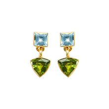 Load image into Gallery viewer, Art Deco Blue Topaz &amp; Peridot Earrings
