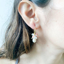 Load image into Gallery viewer, Belize Pearl &amp; Coral &amp; Sunstone Earrings
