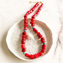 Load image into Gallery viewer, Bonfire Coral &amp; Turquoise Necklace

