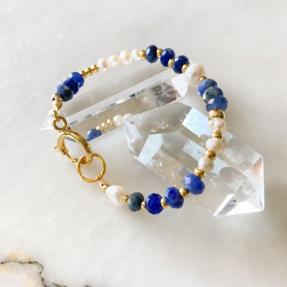 Bree Sodalite & Pearl Bracelet