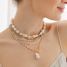 Load image into Gallery viewer, Lulu Natural Stone &amp; Baroque Pearl Necklace | Double Trouble Collection
