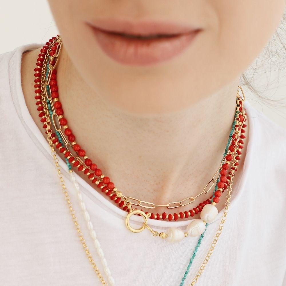 Asta Natural Pearl Coral Necklace