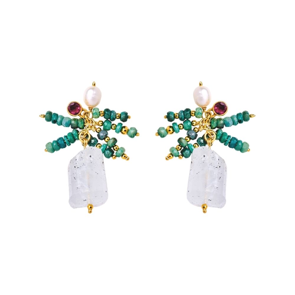 Lebanon Aquamarine & Emerald & Tourmaline Earrings I Limited Edition