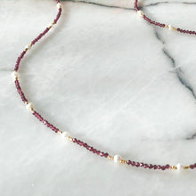 Load image into Gallery viewer, Leila Natural Pearl Garnet Necklace
