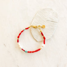 Load image into Gallery viewer, Levi Natural Pearl Coral &amp; Turquoise Bracelet
