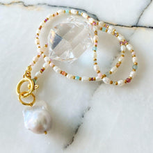 Load image into Gallery viewer, Lulu Natural Stone &amp; Baroque Pearl Necklace | Double Trouble Collection
