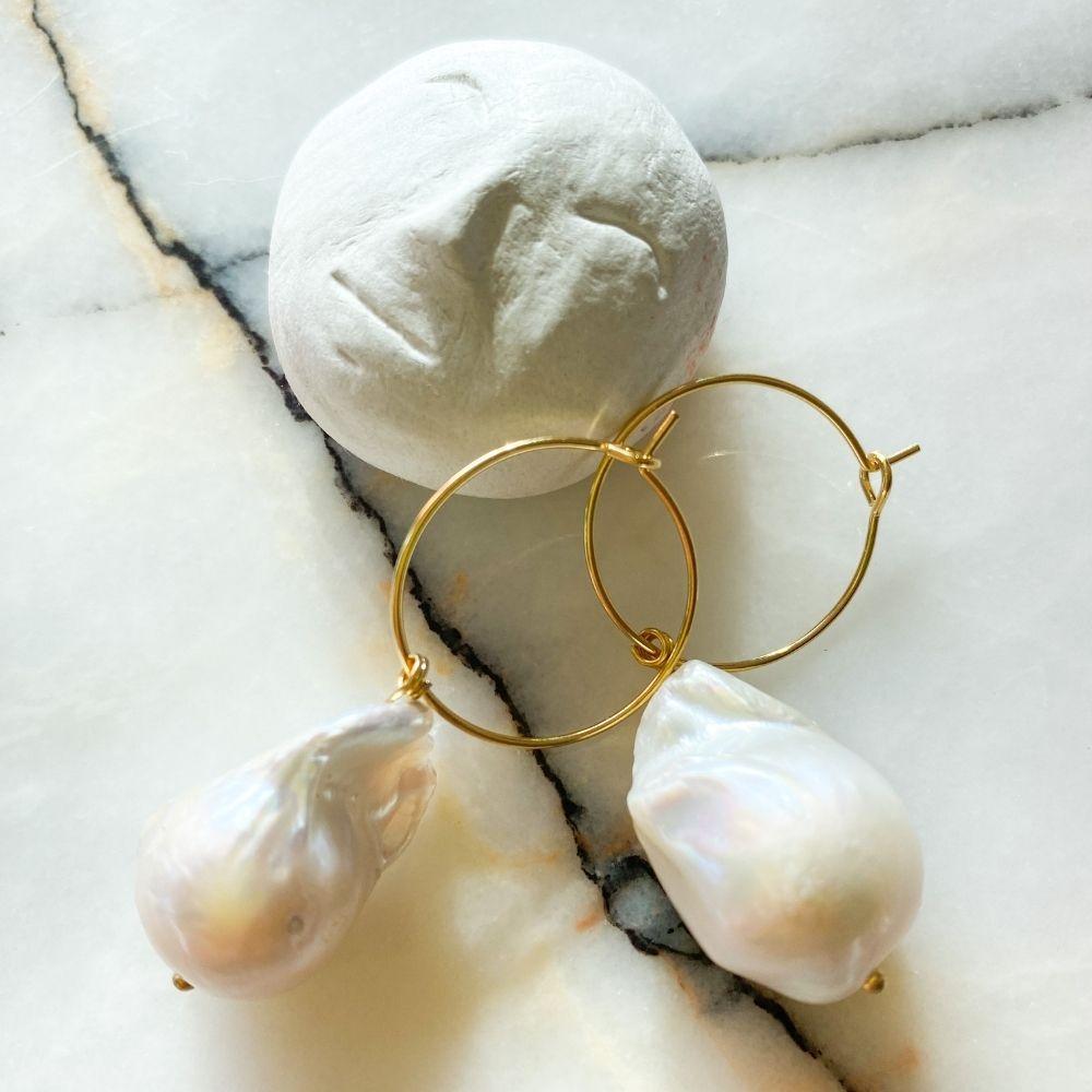 Man on the Moon Baroque Pearl Earrings